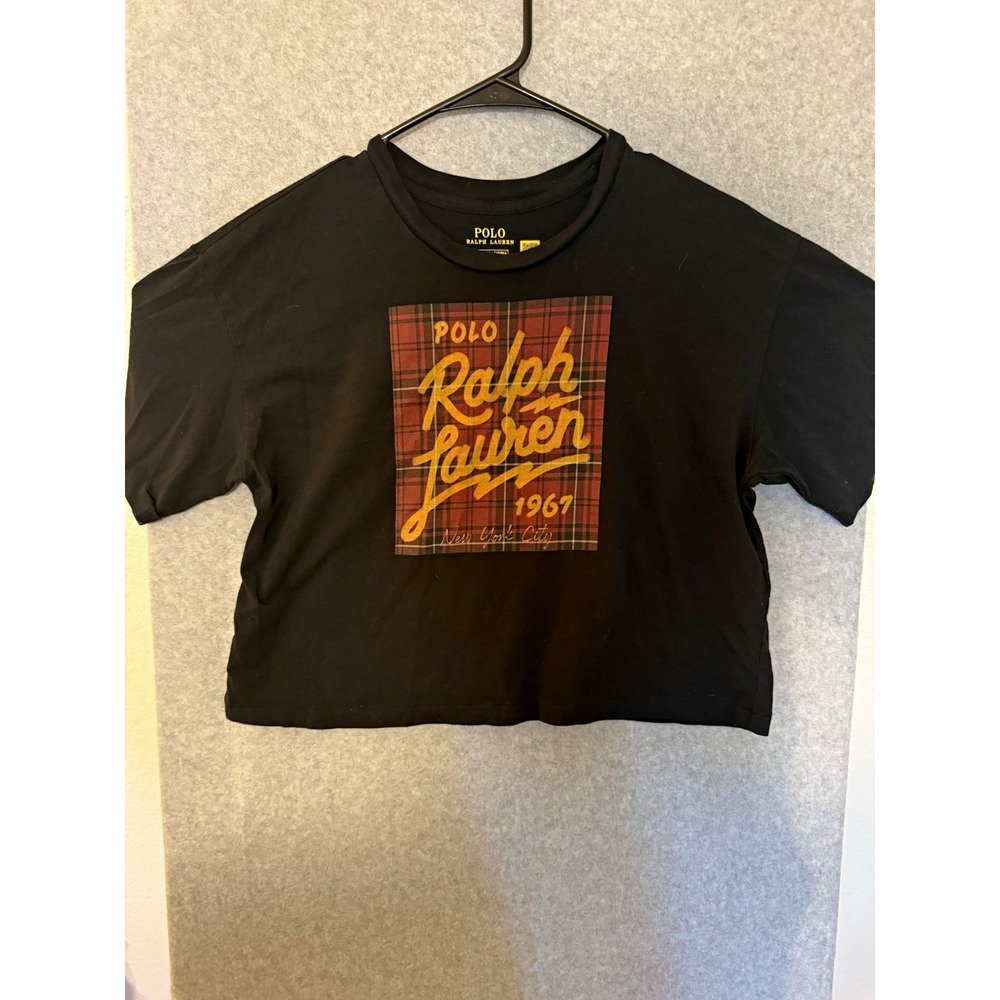 Polo Ralph Lauren Crop Black Logo Graphic Print Crew Neck T-Shirt
